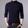 Autumn Winter Brand Men black Turtleneck Slim Fit Pullover Solid Breathable Color Knitted Sweater 240103