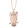 Opal Owl Sweater Chain Necklaces Fashion Trendy Women Statement Necklace Charm Owl Pendant Necklace Lady Girl Jewelry Accessories264Z