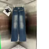 CE24 Autumn/Winter New Women's Jeans Fashion Chain Design Hög midja raka smala jeans breda benbyxor