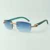 Occhiali da sole Bouquet Diamond 3524012 con occhiali con bastoncini di legno verde acqua naturale Lenti 3.0 Spessore
