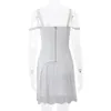 Work Dresses NEONBABIPINK Y2k Cute Two Piece Sets Womens Outfits Irregular Corset Top And Lace Mini Skirt White Sexy Club N33-DC20