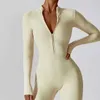 Women's Tracksuits Nude Zipper Front Long Sleeve High Intensity Workout One Piece Leotard Fitness Dance Gym Aerial Yoga Jumpsuit J240103