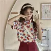 Blouses Femmes 4 Tailles S-XL Été Vintage Mode coréenne Floral Spécial Manches courtes Femmes Top Mignon Fersh Mince Chemises En Mousseline De Soie