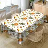 Table Cloth Welcome Thanksgiving Autumn Pumpkin Leave Ginkgo Biloba Flax Tablecloth Dustproof Cover Heat Resistant Decor Multiple Size