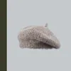 Japanese Mohair Iron Standard stickade basker Autumn and Winter Plush Painter Cap AllMatch Söt solid Color Womens Hats 240103