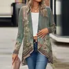 Cardigan för kvinnors rockar Fashion Casual Wid Down Collar Vintage Print Jackets For Women Thin Tops 240102