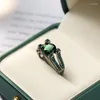 Klusterringar sodrov mode svart guld färg grön zirkon för kvinnor engagemang bröllop hela försäljningen smycken gåva