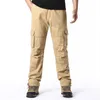 Büyük cep gevşek tulum erkekler açık spor jogging askeri taktik pantolon elastik bel saf pamuklu iş pantolon 240102