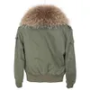 Maomaokong Womens Jacket Natural Raccoon päls krage kort kappa Slim Women Bomber Parka 240103