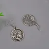 Boucles d'oreilles pendantes antiques, pièces de monnaie circulaires, figurine grecque rétro pour femmes