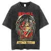Attack on Titan T-Shirt Anime Washed T Shirt Vintage 100% Cotton Short Sleeve Streetwear Tshirt Summer Casual Tops Tees Unisex 240102