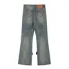 Jeans pour femmes Pantalons en denim Taille haute Lavé Bow Noeud Cloche Vintage Y2K Street Blast 2024 Printemps Automne