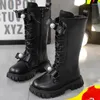 Stiefel Kinder Mode rutschfeste kniehohe Schleife Perle Mädchen Prinzessin solide PU Leder Reißverschluss Kinderschuhe