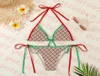 Khaki Swimwear Womens Bikini Set Letter Print Swimsuit for Women Classic Strappy Ladies BathingSuits6428260