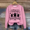 Sweats à capuche pour femmes Femmes Joyeux Noël Sweat-shirt Arbre de Noël Imprimer Col rond Pull Top Festival Vêtements de mode Sudadera Navidad Mujer