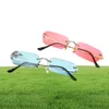 Sella Trending Women Men Small Narrow Tint Lens Sunglasses Fashion Rimless Rectangle Pink Blue Yellow Lens Square Eyewear Shade3058566