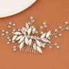 Hair Clips Glitter Crystal Comb Elegant Silver Color Bijoux Women Bride Headpieces Rhinestone Leaf Shiny Jewelry Decor