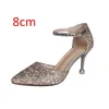 Dress Shoes Gold Pumps High Heels Women Wedding For Bride Party Bling Pointed Toe Stiletto Silver