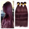 Trames Grade 9A Extensions de cheveux brésiliens de Bourgogne # 99J Vin Rouge 3Bundles Brésilien Soyeux Droit Bourgogne Rouge Cheveux Humains Tisse DHL Fre