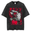 Herren T-Shirts Sommer Retro Washed Männer T-Shirts Anime Chainsaw Man Print Shirt Harajuku Casual Tees Unisex Baumwolle Kurzarm Y2K Tops