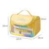 Sac de maquillage personnalisé en PVC de grande capacité, broderie personnalisée translucide, sac de rangement de toilette étanche en PU Portable 240102