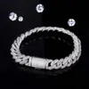 Bracelet cubain en diamant glacé s925, bijoux à maillons de 10mm, chaîne hip hop cubaine, moissanite, vente en gros, 2022