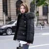 Women's Trench Coats 2024 Cotton Padded Snow Parka Warm Thicken Loose Down Jacket Women Quilted Winter Coat Big Fur Collar Puffer Outwear