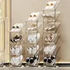 Transparent Shoe Rack Light Luxury Organizer PET Multilayer Shelf Space Saving Cabinet Home Folding Shelves 240102