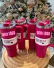 US STOCK Inverno Rosa Shimmery Co-branded Target Red 40oz Quencher Tumblers Cosmo Parada Flamingo Copos de presente do Dia dos Namorados 2º carro canecas u0106