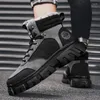 Botas masculinas de couro de alta qualidade motocicleta pelúcia quente tornozelo ao ar livre antiderrapante sapatos de trabalho de inverno andando