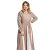 Ethnic Clothing Round Neck Muslim Woman Dress Long Skirt Two-tone Stitching Fashion Embroidery Plus Size Abaya