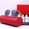 Modedesigner-Sonnenbrillen für Damen und Herren, Sonnenbrillen-Design, Marke Carti, blauer Luxus-Metallrahmen, dunkle Glaslinsen mit B