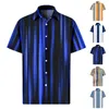 Magliette da uomo T-shirt tropicale hawaiana per uomo Camicetta a maniche corte stampata geometrica 3d Camicetta da spiaggia per vacanze Camisa Top con bottoni larghi Homme