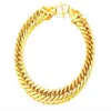18k Real Gold Plated Gold Color Armband Size 8mm 20cm Big Thick Chain Bangle for Men smycken Whole307f
