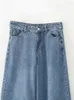 Jeans pour femmes Femmes Mode Taille haute Pantalon à jambes larges Vintage Bouton Zipper Poche All-Match Casual Femme Denim Pantalon Mujer