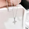 TBCYD D Color Cross Pendant For Women 18k White Gold Plated S925 Sterling Silver Necklace Chain Wedding Fine Jewelry 240102