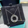 Collana con ciondolo Cravatta Casa Collare Catena Gioielli firmati Tifannissm T Family Edge Serie Doppia fila di diamanti Rotondi pieni per le donne Argento puro Hanno scatola originale