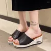 Slippers Vrouwen Wiggen Platform Hoge Hakken Slippers Schoenen Zomer Sandalen 2024 Open Teen Slides Slingback Femme Pompen Zapatos