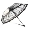 Umbrellas Wave Edge Vintage Clear Umbrella PVC Three-fold Arch Butterfly Rose