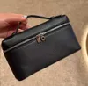 Genuine Leather Lunch Box Bag Litchi Pattern Cowhide Handbag Simple Shoulder Bag for Women