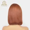 Density Ginger Orange Colored 13x1 Lace Human Hair Wigs 613 Short Bob Wig T Part For Black Women Nabeauty Remy