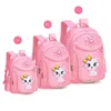 3 stycken rosa katt barn ryggsäck skolväskor för flickor tecknad barn ryggsäck kitty tryck bokväska mochilas escolares infanti 240103