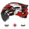 Casque de sécurité de cyclisme ultraléger, moto d'extérieur, feu arrière de vélo, visière à lentille amovible, casque de vélo de route de montagne 240102