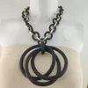 Pendant Necklaces Golden Acrylic Chain Link Necklace Light Black Rubber Chunky Statement Big Circle Jewelry