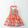 Mädchenkleider Bohemia Mädchenkleidung Rückenfreies Strandkleid Blumen Hochzeit Party Sommerrock Für 3-12 Jahre Urlaubsoutfits Blumen