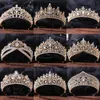 Pulseiras diezi novo barroco coreano cor de ouro coroa acessórios de cabelo cristal tiara para mulheres casamento headdress nupcial jóias de cabelo