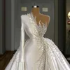 Arabic Light Champagne Mermaid Prom da ballo Abiti per perle arricciate abiti formali 2024 Vestiti da Sera