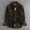 Camicie casual da uomo Camicia a maniche lunghe in velluto a coste lavato vintage Cappotto da uomo invernale in stile spesso semplice e ampio