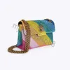 Abendtaschen Adlerkopf Kurt Geiger Tasche Regenbogen Damen Handtasche Verbindung Bunte Cross Body Patchwork Clutch Neue Mode