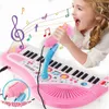 ピアノキーボードピアノ37キーエレクトロニックキーボードピアノマイクを備えた子供用楽器のおもちゃ教育玩具ギフト